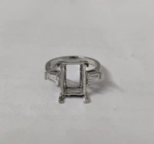 Anillo de compromiso de diamantes con montura radiante semi montura de 0,50 quilates platino sólido 950 - Imagen 1 de 3