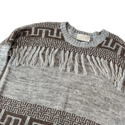 Anthropologie J.O.A. Suéter para mujer talla mediana cuello redondo flecos boho azteca acogedor Foto 1 de 4