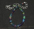 Natural Ethiopian Black Opal Wello Fire Opal Gemstone Beads 7''Bracelet A0269
