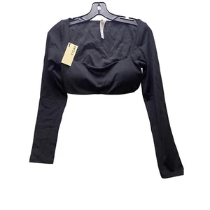 INGIA Crop Top Womens Large Black Padded Athletic Athleisure Workout Base Layer - Picture 1 of 9
