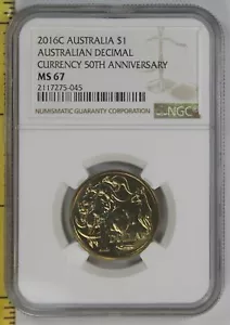 2016 C $1 THE CHANGEOVER 50 YEARS OF DECIMAL CURRENCY ''C'' MINT MARK NGC MS 67 - Picture 1 of 3