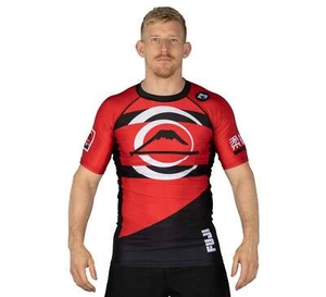 Fuji Vision MMA BJJ Jiu Jitsu ShortSleeve ShortSleeve SS Rashguard - Red - Picture 1 of 10