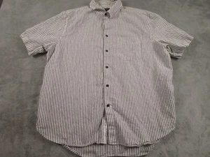 Rag and Bone Shirt Mens XL Gray Striped Button Up Linen Blend Short Sleeve - Picture 1 of 8