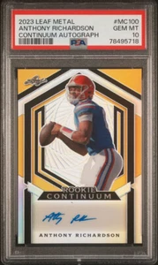 Hoja de metal dorado Prizm Rookie Continum Anthony Richardson 2023 automático #/87 PSA 10 - Imagen 1 de 4