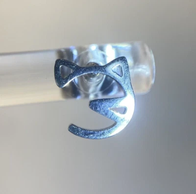 Aretes abiertos de acero quirúrgico con cara de gato compañero felino gatito para mujer adolescente Foto 1 de 4