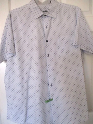 Tasso Elba Short Sleeve White with Navy Blue Stars Pattern Size XL - Image 1 of 4