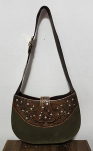 Tiggy By Cuddington Serenity Bolso de Mano Cuero Marrón Verde Gamuza Bolso de Hombro - Imagen 1 de 16