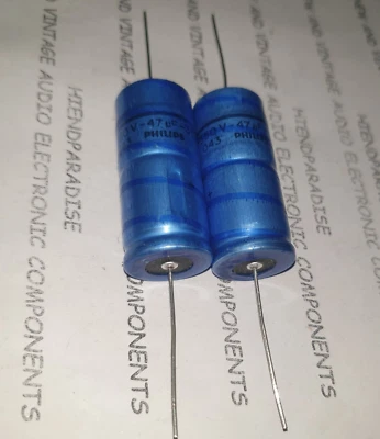 NUEVO DE LOTE PHILIPS 043 47uF 350V 18x42mm L. Life HI_END TAPAS AXIALES PARA AUDIO! ¡2 piezas! Foto 1 de 4