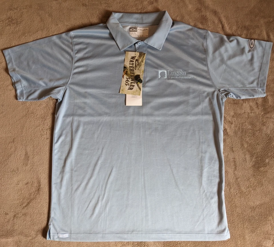 DRAKE Polo Shirt~Waterfowler 365~Mens L~Blue~Stretch~Duck Hunting~Short Sleeve - Image 1 of 4
