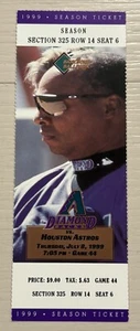 Boleto de temporada completa 7-8-99 Craig Biggio HR 144 PATIO - Imagen 1 de 2