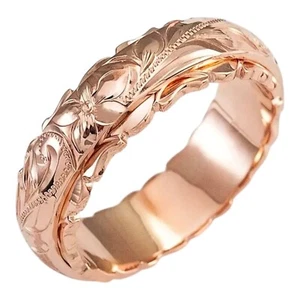 Vintage Style 14K Rose Gold Plated Detailed Rose Craved Women’s Ring Size 7 ❤️ - Picture 1 of 4