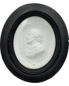 Medallón de placa de cameo silueta ovalada antigua enmarcada de William Shakespeare - Imagen 1 de 11