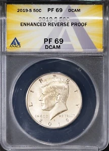 2019-S 50c Silver John F Kennedy Half PF69DCAM Enhanced ANACS # 7625522 + Bonus - Picture 1 of 2