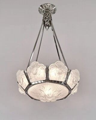 M. МОДЕЛЬ Cristalleries de Verdun: ФРАНЦУЗСКАЯ 1930 АРТ ДЕКО ЛЮСТРА.  Франция - Изображение 1 из 4