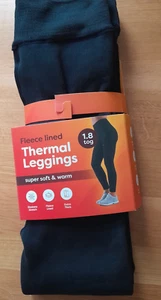 Ladies Black Fleece Lined Thermal Leggings 1.8 TOG - UK Size 10 - 12 - New - Picture 1 of 7