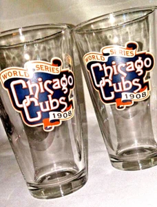 Chicago Cubs 1908 World Series Champions Cooperstown Pint Glass Pair (2) Boelter - Picture 1 of 9