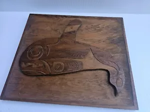 HOLZ GESCHNITZT EINHEIMISCHE WANDKUNST KILLERWAL ORCA. JR 1977 - Bild 1 von 10