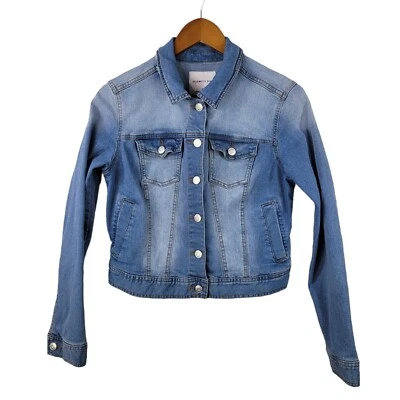 Chaqueta Denim Rosa Celebridad Tareas Abrigo Talla Mediana Azul Jean Abotonada Vaquera Foto 1 de 4