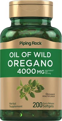 Aceite de Oregano 200 perlas de 4000mg (per serving) Piping Rock nuevo + potente