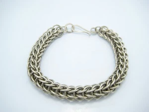 Sterling Silver 9mm Weave Chain Link Hook Clasp Bracelet 8" - Picture 1 of 5