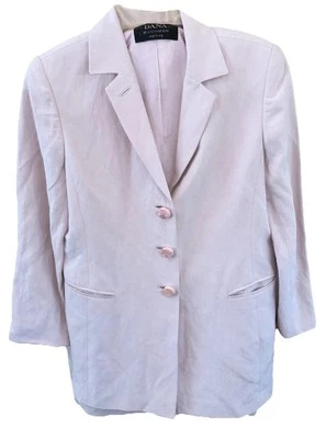 Dana Buchman Petites Two Piece Suit Set Pink Silk Linen Skirt Blazer 10P Vintage - Image 1 of 4