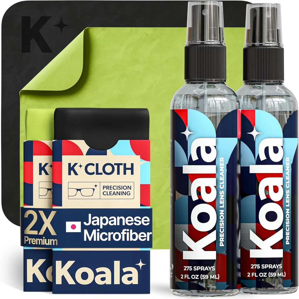 Koala Eyeglass Lens Cleaner Spray Kit | (2X) Glasses Cleaner Bottle (2X) Micro