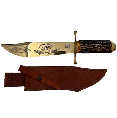 CASE XX STAG BOWIE ALAN KULWICKI WINSTON CUP KNIFE WITH LEATHER SHEATH - Image 1 of 4