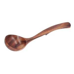 Natural Acacia Wood Porcelain-Finished Long Ladle Scratch-Free 12in - Picture 1 of 11
