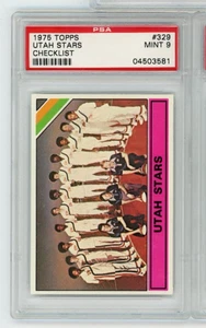 1975 Topps #329 Utah Stars Team Checklist - Moses Malone Rookie - PSA 9 - Picture 1 of 2