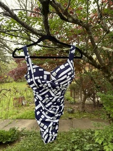 Miraclesuit Escape Einteiler Damen navy weiß silber wattierte Unterwäsche gekerbt - Bild 1 von 11