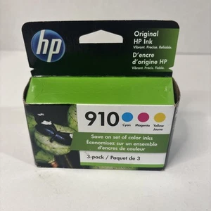 3 Pack Original 910 Cyan Magenta Yellow Ink Cartridges Exp 9/22 - Zdjęcie 1 z 3