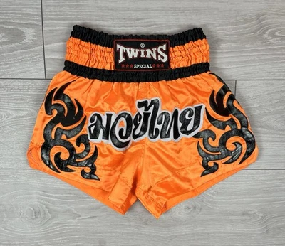 Pantalones Cortos Naranja Boxeo Muay Thai Vintage Gemelos Para Hombre Talla M Foto 1 de 4