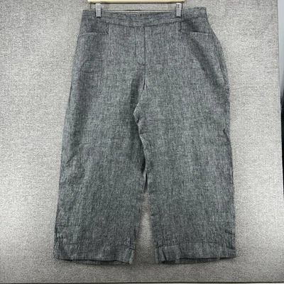 Брюки женские J Jill Love льняные широкие размер большой серый 100% лен эластичная талия - Изображение 1 из 4