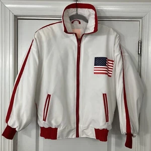 VTG 80s Kim Baker Design USA Satin Jacket Size S* Betsy Ross 13 Star Flag VGC - Picture 1 of 24