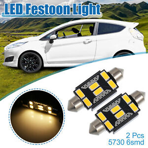 2 szt. LED Festoon Light 41mm 5730 Samochód LED Wnętrze Kopułkowe Światło drzwi Ciepła biel