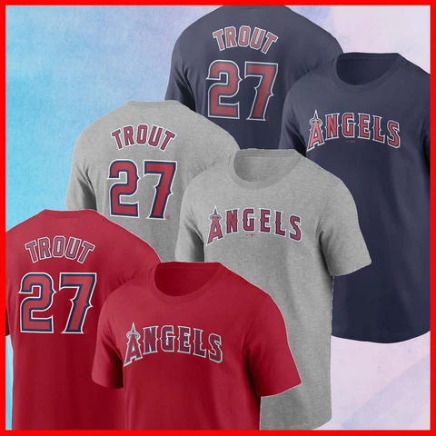 HOT!!! NEW Mike Trout #27 Los Angeles Angels Player Name & Number T-Shirt S-5XL Cover