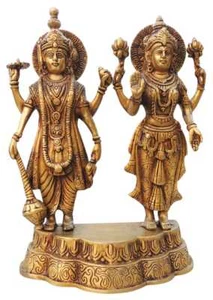 Laxmi Narayan Statue Brass Hindu Deities Shri Lakshmi Vishnu Idol 9.5*4*13 Inch - Picture 1 of 5