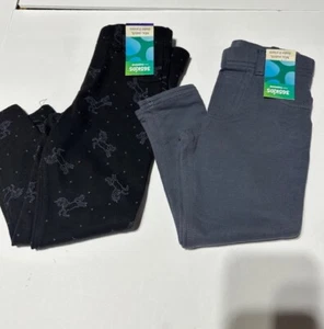 Girls Size 4 Set of 2 Leggings - Black Unicorn & Solid Grey - Picture 1 of 2