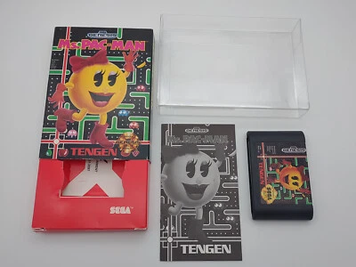 Sega Genesis Ms. Pac-Man CIB Cardboard Box Complete Manual Cart - Image 1 of 4