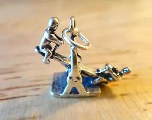 15x20mm 3D Kids Seesaw See Saw Teeter Totter Playground Sterling Silver Charm - Picture 1 of 3
