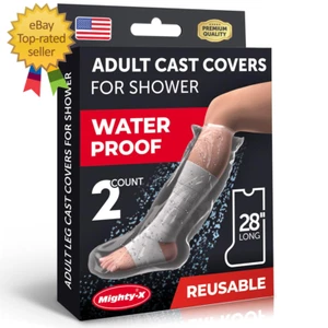 100% Waterproof Cast Covers for Shower Leg Tight Seal Reusable Adult 2Pk Half - Picture 1 of 10