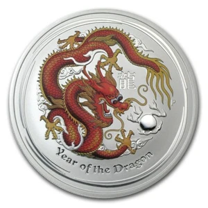 Perth Mint Australia Lunar Series II Coloured Dragon 2012 2 oz .999 Silver Coin - Picture 1 of 2