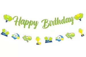 Cheereveal Pickleball Happy Birthday Banner with Garland - Funny Pickle Birth... - Picture 1 of 6
