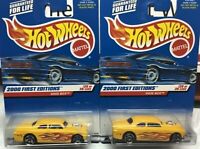 Hot Wheels 2000 First Editions Shoe Box 1949 1950 Ford Custom Yellow Flames 1/64 