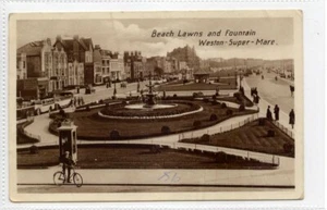 (Gc5129) RPPC, Beach Lawns and Fountain, Weston-Super-Mare, Somerset 1939 - Picture 1 of 4