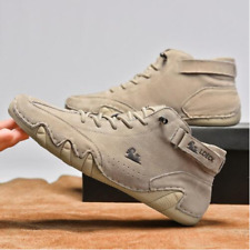 Italian Suede Boots Handmade Closure High Tops Men Casual Shoes Cottons Size UK