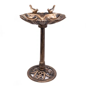 Schallen Kunststoff Bronze Metalloptik Gartenmuschel Muschel Vogeltränke mit Steinen - Bild 1 von 7