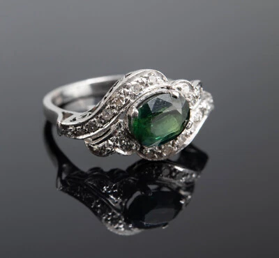 Anillo de diamantes y zafiros de paladio talla 10 $1,000 valoración FMV incl. *Leer* Foto 1 de 4