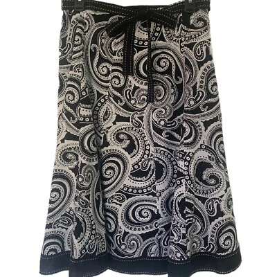 Falda midi Carole Little mezcla de lino cachemira para mujer 8 negra blanca forrada línea A Foto 1 de 4