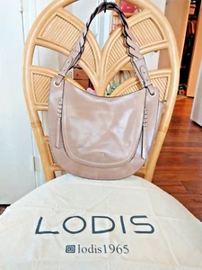 LODIS Margo Taupe Smooth Leather Shoulder Tote Braided Strap New w/ Dust Bag - Picture 1 of 10